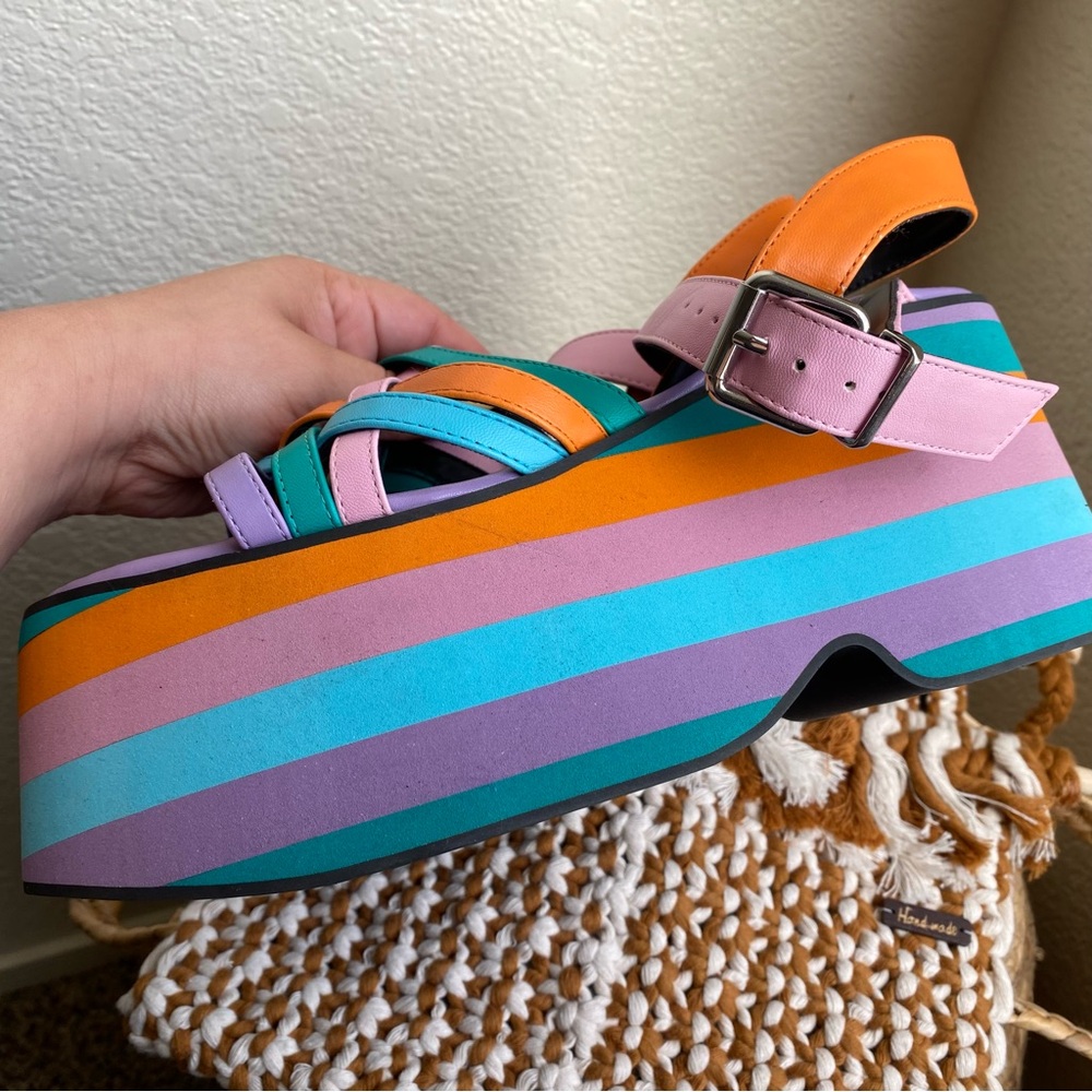 Current Mood Dolls Kill Platform Chunky Wedge San… - image 5